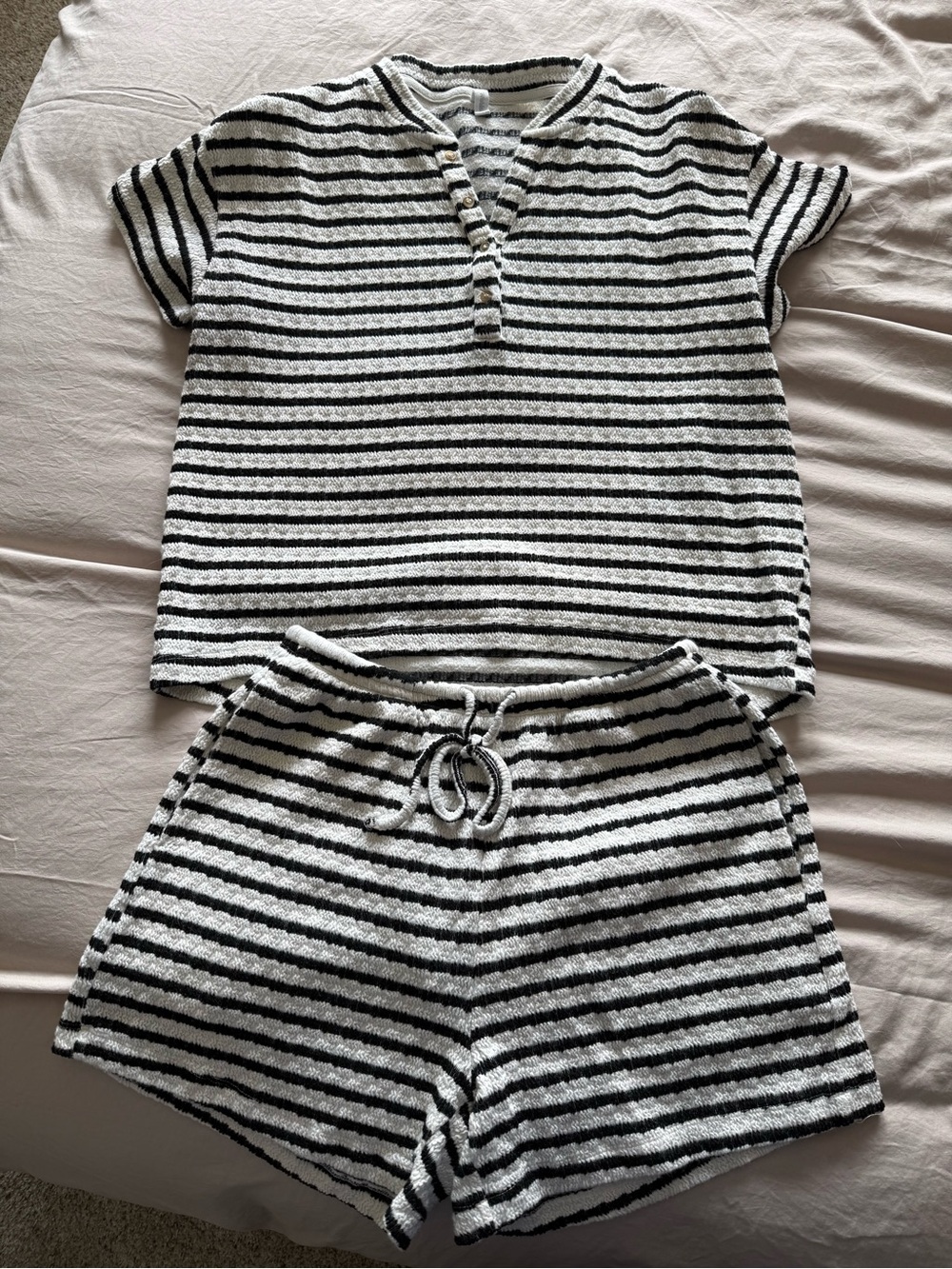 Striped Dark navy & cream Short Lounge Set